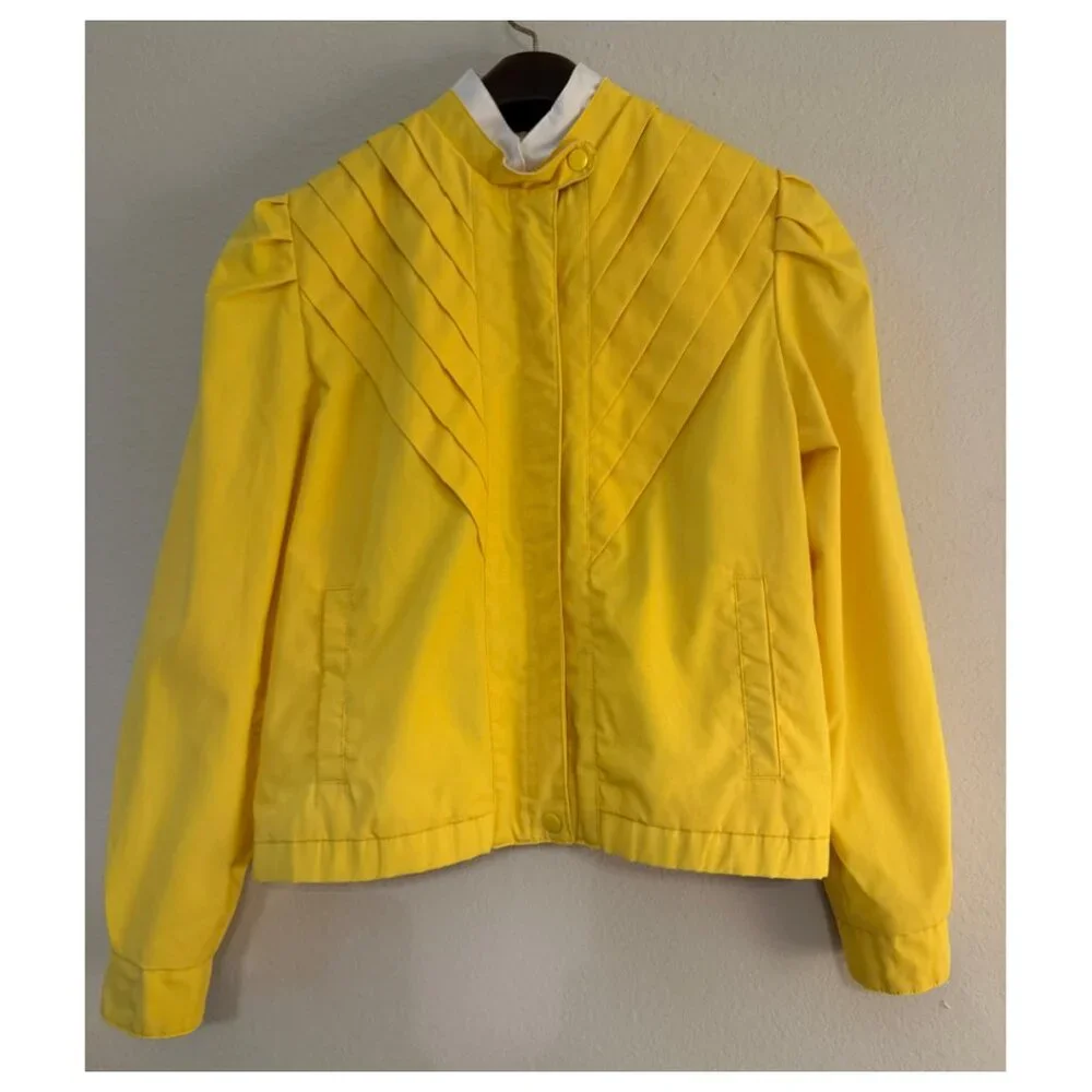 Vintage 70s Retro Bright Yellow Spring Jacket Lightweight Medium - Picture 3 of 9